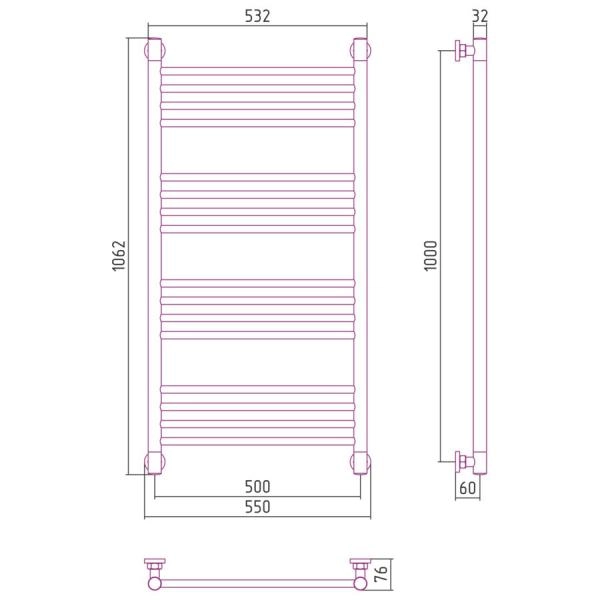 Полотенцесушитель Сунержа Богема+ 550x1062 прямая водяной