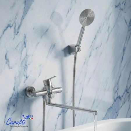 Смеситель для ванны Ceruttispa Овидио VXLBN (OVIDIO VXLBN) из нержавеющей стали, цвет матовый никель