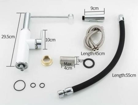 Смеситель для кухни Frap F4452-8 черный-белый, гибкий излив