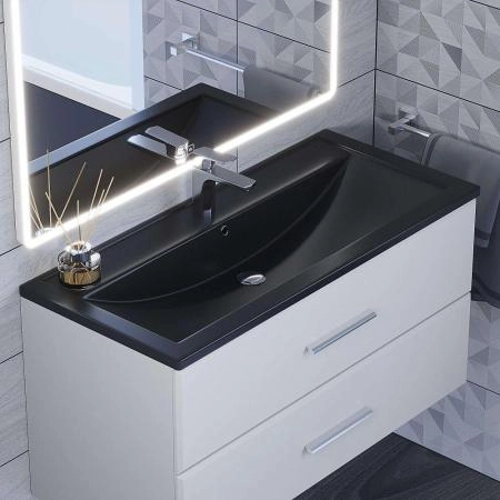 Раковина кварцевая Uperwood Foster Quartz 100 см, черная матовая, уголь