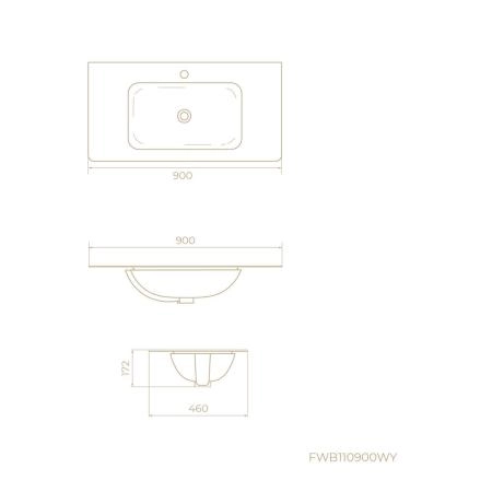 Раковина KNOTLOR ГРАЦИЯ FWB110900WY, встраиваемая матовый белый, 90 см