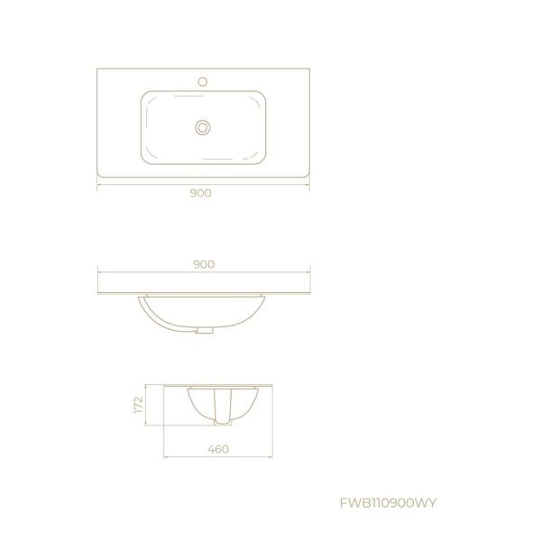 Раковина KNOTLOR ГРАЦИЯ FWB110900WY, встраиваемая матовый белый, 90 см