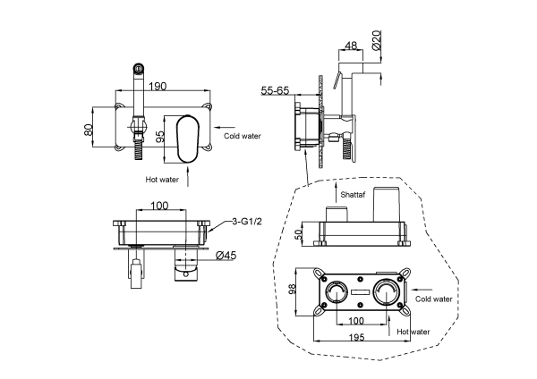 Гигиенический душ Boheme SPECTRE Matt Gold 457-MG