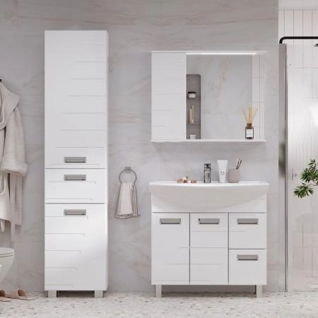 Зеркало-шкаф с LED подсветкой Volna Joli 80 левое (белый)