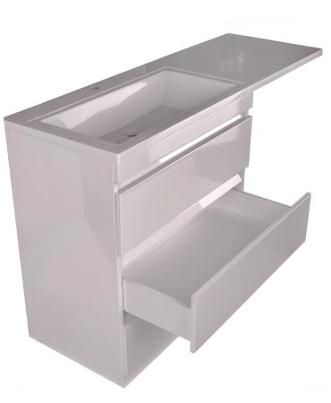 Тумба напольная Style Line Даллас 140, 3 ящика, Люкс белая