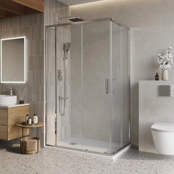 Душевой уголок BelBagno LUCE 130x100 прозрачное стекло 6 мм профиль хром LUCE-AH-21-130/100-C-Cr