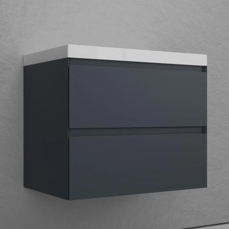 Тумба подвесная Style Line Манхэттен 70 ЭМАЛЬ под ASTI 70 2 ящика PLUS графит