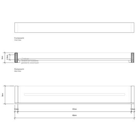 Decor Walther Brick DA60 Душевая полка 60x9см, акриловое белое стекло, подвесная, цвет: хром