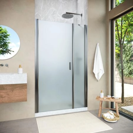 Душевая дверь Vegas-glass EP-F-2 NOVO h2000 180 11 10  L  профиль оружейная сталь  стекло сатин