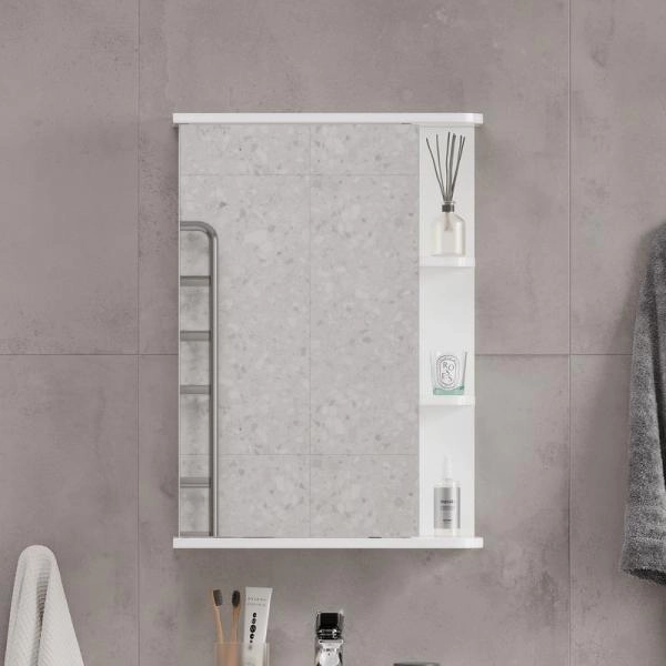 Шкаф зеркальный Twing 50 белый глянец