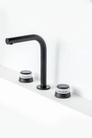 Смеситель на столешницу Boheme AURA на 3 отв. BLACK 152-B-A