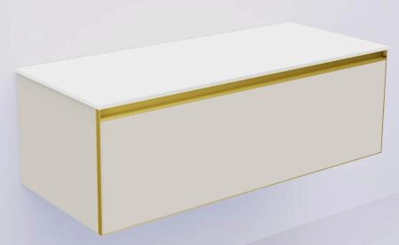 QUATRO 1 120CM тумба Boheme CASHMERE профиль MATT GOLD + внутр. подсв. 790-M1-120-CM-MG-LED