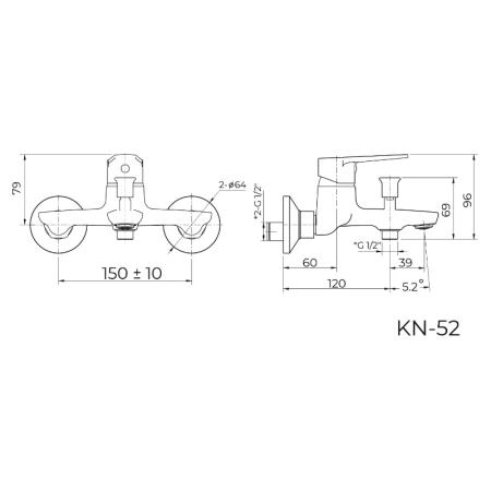 Смеситель KNOTLOR PULSE KN-52, хром