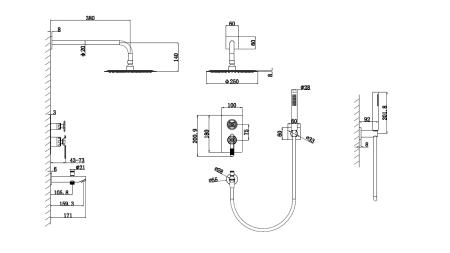 Душевая система Bronze de Luxe 1760'S LOFT матовое золото (6630CG) встраиваемый золото