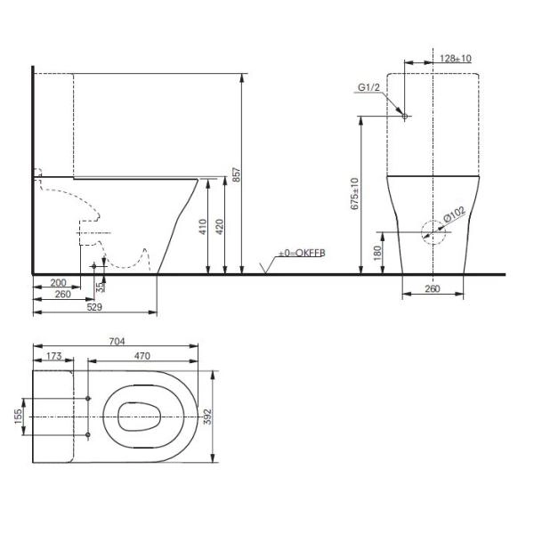 TOTO MH Унитаз моноблок 39.2x70.4x41см, безободковый, Tornado Flush, CeFiONtect, цвет: белый