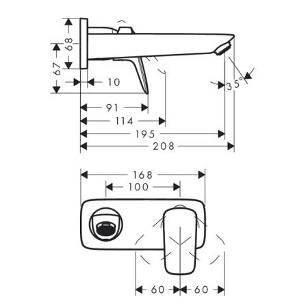 Hansgrohe Logis, Смеситель для раковины, излив 195 мм, внешняя часть, Цвет: хром
