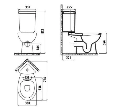 Унитаз CREAVIT CORNER с биде SD310-00CB00E-0000 (бачок и сиденье отдельно)