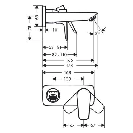 Hansgrohe Talis E Смеситель для раковины, настеный, излив: 16,5см., внешняя часть, цвет: хром