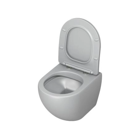 Унитаз Grossman GR-4455GLMS Color (485*365*360) СВЕТЛО-СЕРЫЙ МАТОВЫЙ подвесной Безободковый с тонкой крышкой