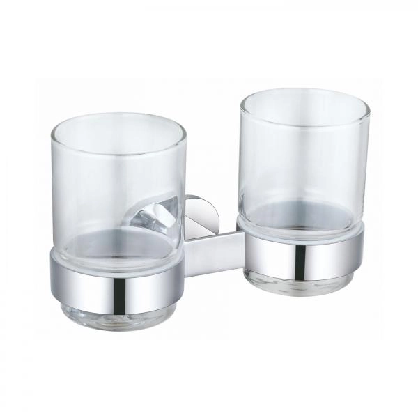 Два стакана для зубных щеток с держателем WONZON & WOGHAND FIRST, Хром (WW-8428)