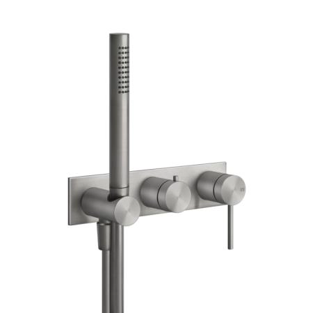 GESSI 316 Встраиваемый смеситель для ванны, автомат переключатель ванна-душ, держатель неподвижный (внешняя часть), цвет: steel brushed