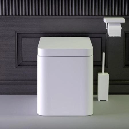 KNIEF Glam Унитаз напольный безободковый 58х39х42 см, с сиденьем микролифт петли хром цвет: белый матовый