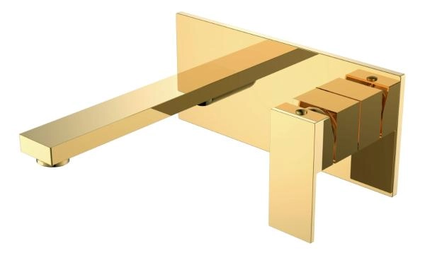Смеситель для умывальника Boheme из стены Qubic Shine Gold 475-G