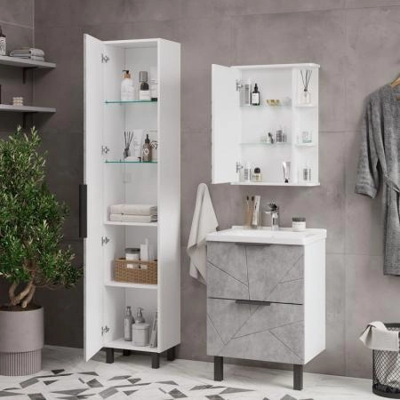 Шкаф зеркальный Twing 50 белый глянец