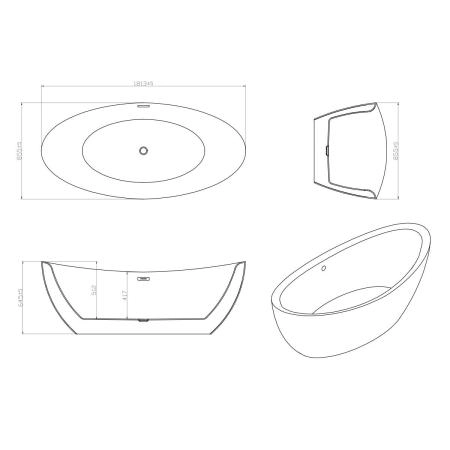 Ванна акриловая Vincea VBT-203, 1800*850*650, цвет белый
