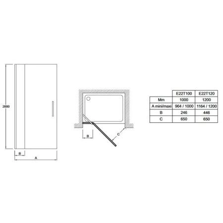 Душевая дверь Jacob Delafon CONTRA E22T100-GA 100 см