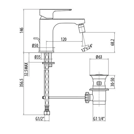Gattoni H2Omix3000 Смеситель для биде с донным клапаном, цвет: хром