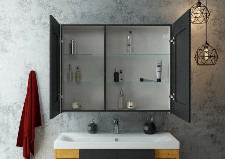 Зеркало-шкаф Континент Mirror Box black Led 1000х800