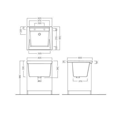Раковина Hatria Complementi YXMC 60,5x60,5 для стирки