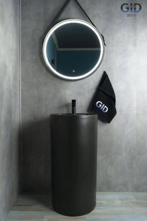 Раковина моноблок Gid Nb135bg 45x45 напольная черная графит