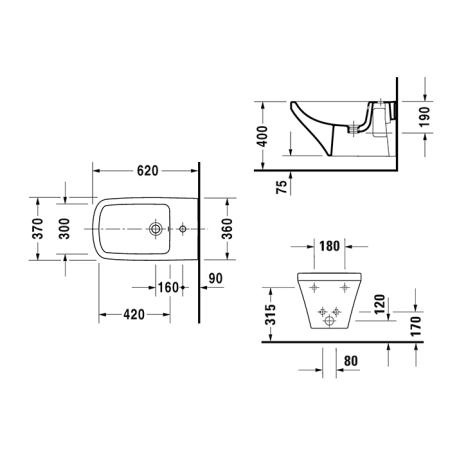 Duravit DuraStyle Биде подвесное 62х37см, с 1 отв., с креплением, c WonderGliss, цвет: белый