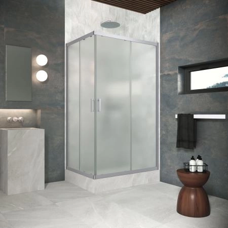 Душевой уголок Vegas-glass ZA-F Protec 100*70 07 10, профиль матовый хром, стекло сатин