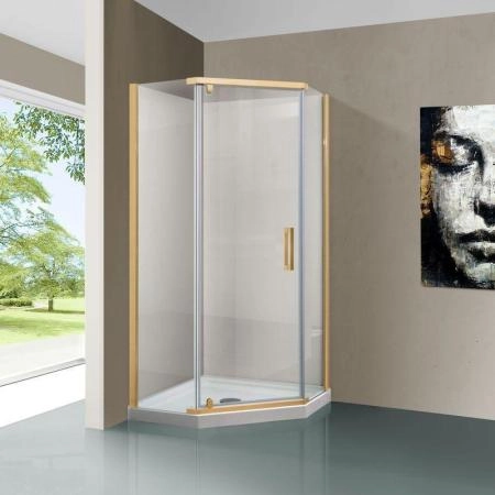 Душевой уголок Vincea Stresa VSP-1S100CLG, 1000*1000, брашированное золото, стекло прозрачное