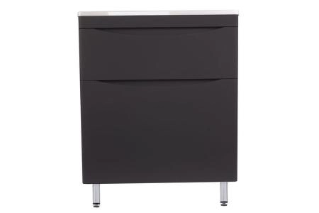 Тумба напольная Style Line Бергамо мини 70 (2 ящ.) Люкс антискрейтч черный, PLUS