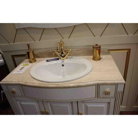 Тумба под раковину/мраморную столешницу Opadiris ЛАУРА 100 Белый без патины/swarovski хром