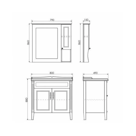 Зеркало шкаф Comforty Палермо-80 белый глянец