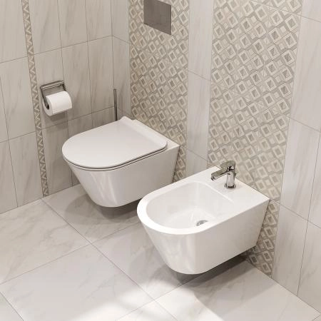 Унитаз Kerama Marazzi PLAZA MODERN ПЛАЗА МОДЕРН KMPMWc53GWh2 подвесной безободковый, белый глянцевый