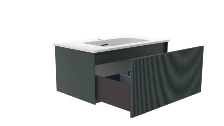 Тумба под раковину LA FENICE TERRA Grigio серая 80 FNC-01-TER-G-80 серый матовый зелёный матовый