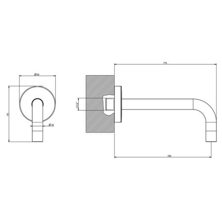 Gessi Emporio Via tortona Настенный излив короткий, цвет: Finox Brushed Nickel