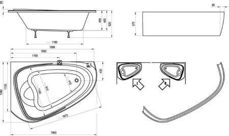 Ванна Ravak Love Story II L 196x139 без гидромассажа акрил