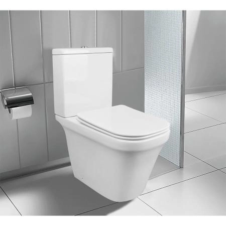 Унитаз напольный  Azario Candy 370х620х780 безободковый,  и сиденьем микролифт (AZ-1503B)