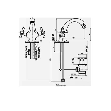 Смеситель Rav Slezak MORAVA RETRO MK543.5KZ для биде, цвет Золото
