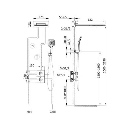 Душевой комплект Vincea VSFW-103TCH термостатический встраиваемый, двухрежимный, хром