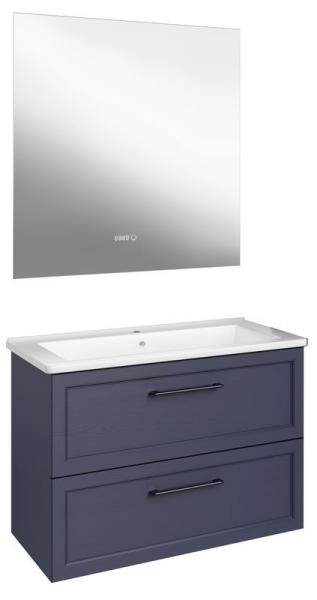 Тумба ASB-Mebel Белмонти 85 Ясень браш софт синий подвесная под умывальник Оскар 85