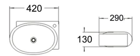 Раковина SantiLine SL-2022L 42x29 подвесная керамическая Белый