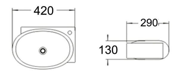 Раковина SantiLine SL-2022L 42x29 подвесная керамическая Белый